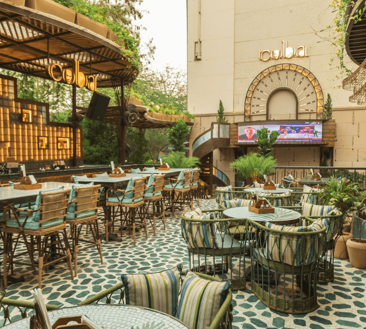 Outdoor green cafe in Jaipur with Al-fresco seating for nature lovers